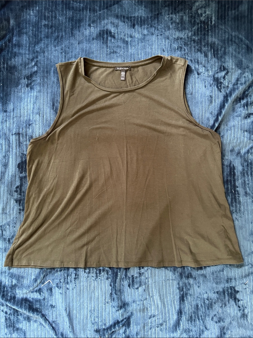Eileen Fisher Dark Olive Green Scoop Neck Tank Top